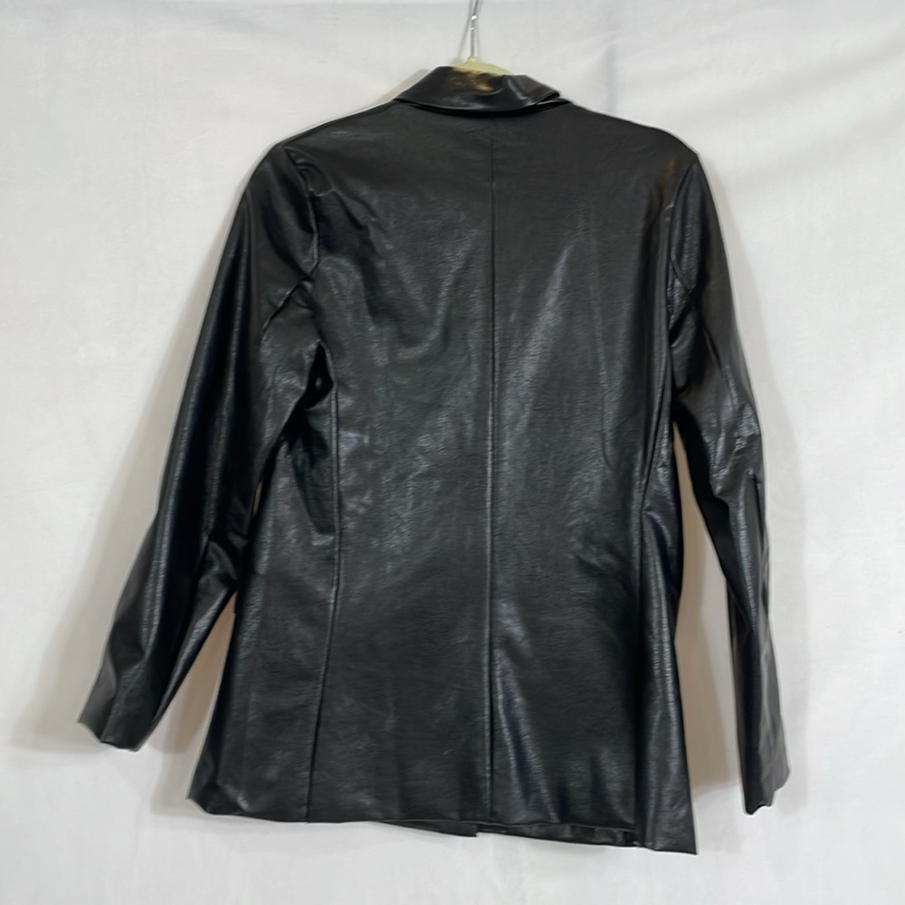 NWT Princess Polly Ellen Faux Leather Blazer Jacket Size S/M Black Tailored - Picture 3 of 10